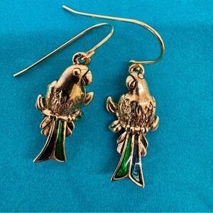 Avon Gold and Green Parrot Earrings (unused)